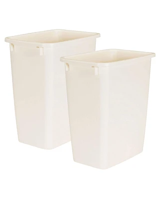 Rubbermaid 21 Quart Rectangular Kitchen Wastebasket Trash Can, Bisque (2 Pack)