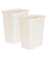 Rubbermaid 21 Quart Rectangular Kitchen Wastebasket Trash Can, Bisque (2 Pack)