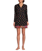 Lands' End Women's Cotton Jersey Long Sleeve Hooded Swim Cover-up Dress