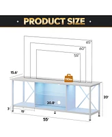 Wlive Tv Stand for 55 65 Inch Led Entainment Center with Storage Console Bedroom and Living Room Gaming Midea Lights Gl