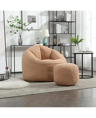 The Pop Home Adult Bean Bag Chair with Ottoman, Comfortable Couch Armrests for Living Room-The