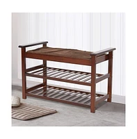 Slickblue Shoe Bench with Cushion Upholstered Padded Seat for Entryway Storage and Comfort