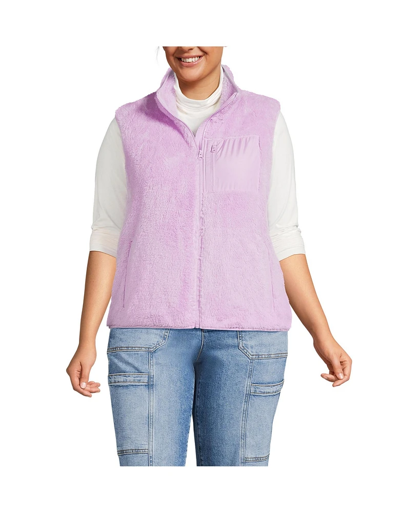 Lands' End Plus Cozy High Pile Fleece Vest