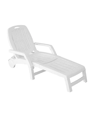 Slickblue Folding Beach Lounger Compact Foldable Lounger with Storage Space for Outdoor Relaxation