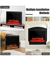 Sugift 37 Inch Electric Fireplace Recessed with Adjustable Flames