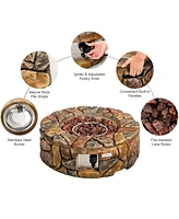 Skonyon 28 Inch Propane Gas Fire Pit Outdoor 40 000 Btu Stone-Brown