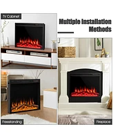 Skonyon 34 Inch Electric Fireplace Recessed with Adjustable Flames