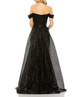 Mac Duggal Women's Off the Shoulder Sequin Panel Train Gown