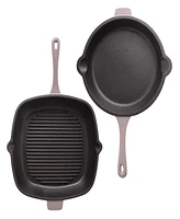 Neo Cast Iron Fry Pan, Grill Pan and Slotted Steak Press, Set of 3