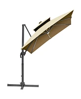 Outsunny 10ft Solar Led Cantilever Umbrella, Offset Hanging Umbrella