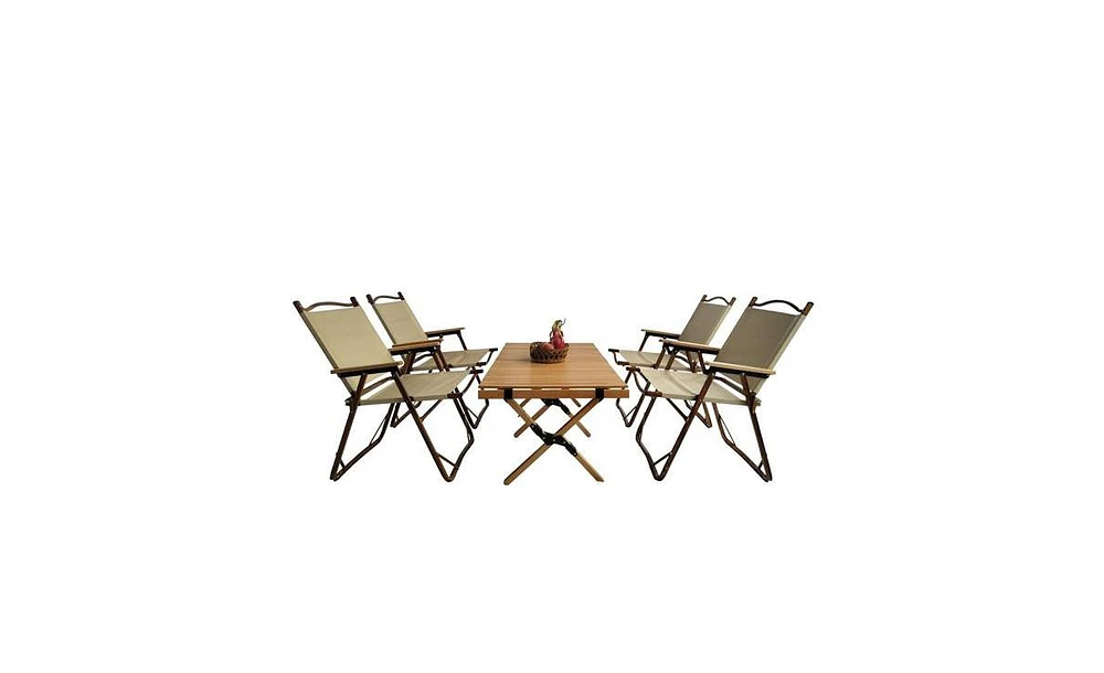 Slickblue Multi-Function Foldable Dining Set Portable Table with 4 Folding Chairs for Indoor & Outdoor