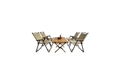 Slickblue Multi-Function Foldable Dining Set Portable Table with 4 Folding Chairs for Indoor & Outdoor