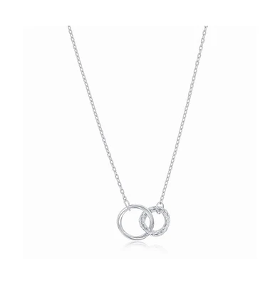 Simona Sterling Silver, Polished & Textured, Double Circle Necklace