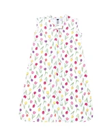 Hudson Baby Girls Cotton Sleeveless Wearable Sleeping Bag, Sack, Blanket, Spring Tulips, 0-6 Months