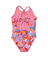 Snapper Rock Big Girls Blooming Sunset Sustainable X Back Swimsuit