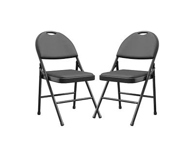 Folding Chairs Set of 2, Metal Foldable Chair with and Non-Slip Feet Pads, Pu Party for Indoors Outdoors, Room, Dining 1 Box