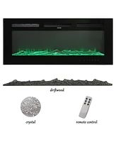Boyel Living Wall Mounted Recessed Electric Fireplace with Logs and Crystals