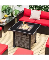 Sugift 32 Inch Square Propane Fire Pit Table with Lava Rocks Cover