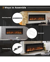 Sugift 50 Inches Electric Fireplace in-Wall Recessed with Remote Control and Adjustable Color and Brightness