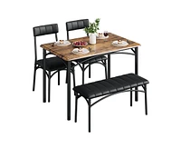 gaomon Dining Table Set for 5 Kitchen with 2 Upholstered Chairs and Bench 4 Pcs Rectangular Small Space Apartment Studio