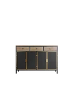 Slickblue 4 Doors Modern Sideboard with 3 Top Drawers, Sideboard Storage Cabinet Entryway Floor Cabinet for Living Room Office Bedroom