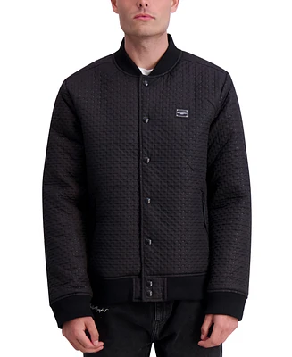 Karl Lagerfeld Paris Men's Logo Patch Quilted Bomber Jacket