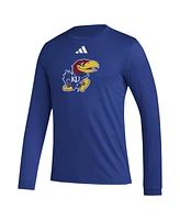 Adidas Men's Royal Kansas Jayhawks Primary Locker Logo Pre-game Long Sleeve T-shirt