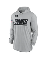 Nike Men's Gray New York Giants 2024 Salute to Service Lightweight Performance Long Sleeve Hooded T-Shirt