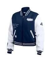 Wear by Erin Andrews Women's Navy/White Dallas Cowboys Varsity Full-Zip Jacket