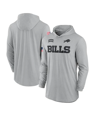 Nike Men's Gray Buffalo Bills 2024 Salute to Service Lightweight Performance Long Sleeve Hooded T-Shirt