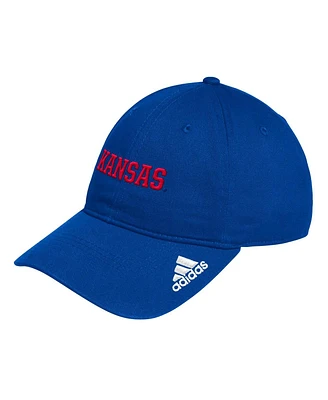 Adidas Men's Royal Kansas Jayhawks Locker Room Wordmark Slouch Adjustable Hat