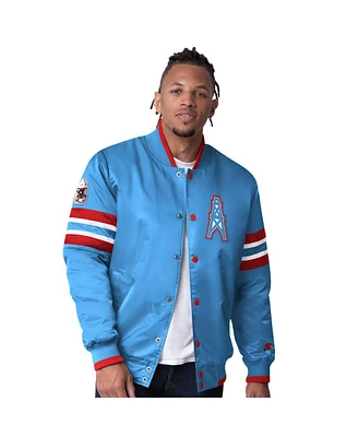 Starter Men's Light Blue Houston Oilers Gridiron Classics Vintage Logo Scout I Full-Snap Varsity Jacket