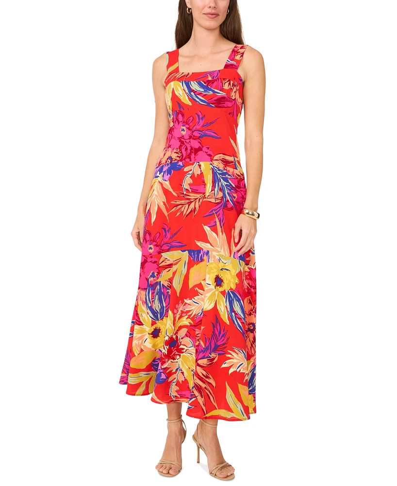 Msk Women's Printed Square-Neck Sleeveless Maxi Dress