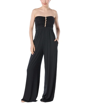 Carmen Marc Valvo Women's Ruched Jumpsuit Swim Cover-Up