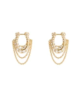 Coach Faux Stone Signature Pave C Chain Hoop Earrings