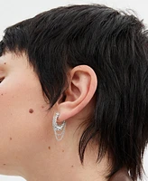 Coach Faux Stone Signature Pave C Chain Hoop Earrings