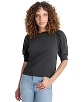 Dkny Jeans Women's Cotton Ruched Puff-Sleeve T-Shirt