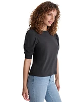 Dkny Jeans Women's Cotton Ruched Puff-Sleeve T-Shirt