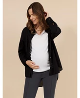 Women's Long Sleeve Button-Up Poplin Shirt - Motherhood Maternity