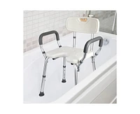 gaomon U Shower Seat, Adjustable Height Shower Chair, with Padded Armrests and Back, Inside Shower Chair Support 350 lb Capacity