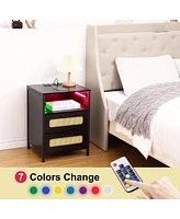 gaomon Nightstand with Charging Station and Led Light