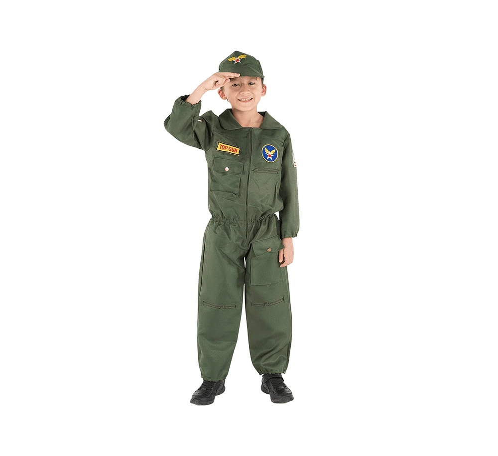 Dress Up America Air Force Pilot Jumpsuit & Cap Costume Set