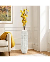 LuxenHome Modern Geometric Pattern Polyresin -Inch Tall Cylinder Vase