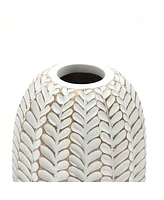 LuxenHome Modern Geometric Pattern Polyresin -Inch Tall Cylinder Vase