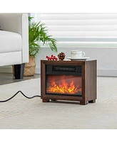 Sugift Mini Wooden Space Tabletop Fireplace with Realistic Flame Effect