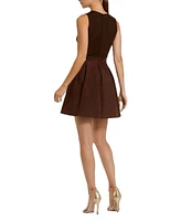 Mac Duggal Women's Sleeveless Mesh And Suede A Line Mini Dress