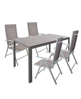 Slickblue Outdoor Dining Set Aluminum Table with 4 Folding Sling Back Chairs