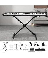 Skonyon 88 Key Electric Digital Piano Keyboard with Stand, Sustain Pedal & Music Rest