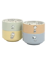 Peanuts Snoopy Bonbon Bites 4 Piece 5.5" Decorated Stoneware Ceramic Stackable Bowl Set