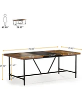 Tribesigns 70.8 x 35.4 inch Large Dining Table for 6-8, Industrial Rustic Kitchen Dining Room Table, Rectangle Dinner Table with Tube Metal Frame for